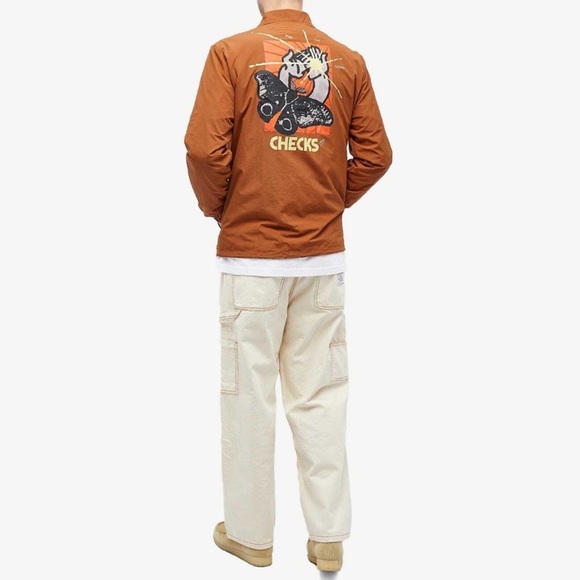 NWT Checks Butterfly Logo Graphic Nylon Jacket in Toasted Coconut Sz S - Picture 2 of 15